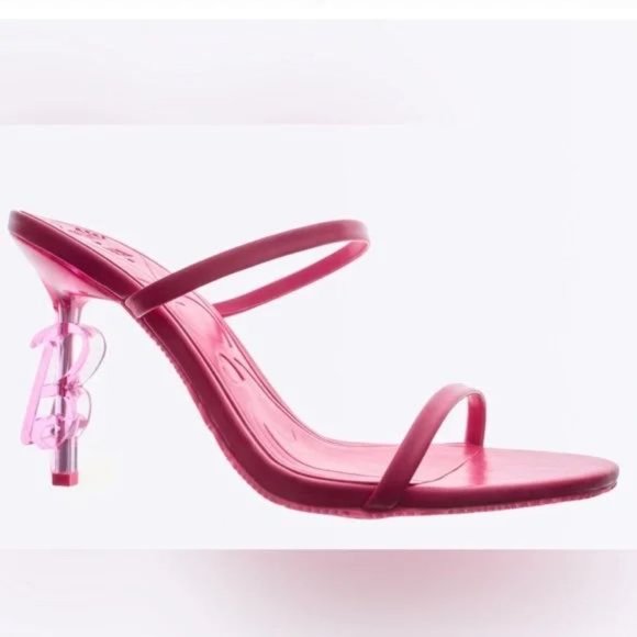 ZARA x BARBIE™ THE MOVIE ©WARNER BROS. LEATHER SANDALS HEELS - Picture 3 of 6